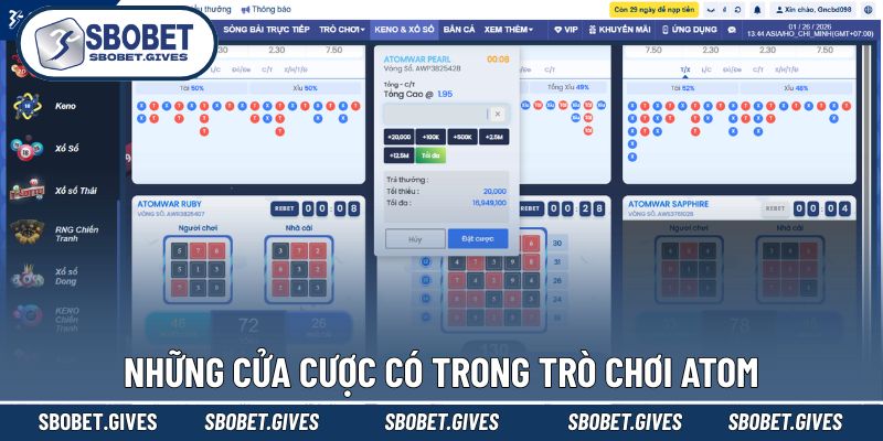 Danh sách các loại cược có trong game